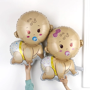 Inflatable baby boy and girl foil balloons for gender reveal party and baby shower decoration