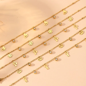 Chic 18K gold-plated stainless steel charm bracelets with snowflake and crown pendants