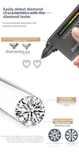 Detail of S925 silver heart moissanite earrings with D color and 58 facets cut