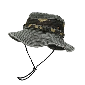 Chapeau de soleil camouflage à large bord avec mentonnière réglable pour l'extérieur