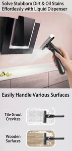 Detail view of portable mini spray mop head cleaning tiles and wooden surfaces