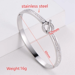 Detailed specs of the silver stainless steel crystal bracelet with 60mm by 52mm dimensions
