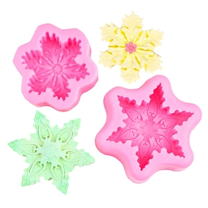 3D snowflake silicone mold for candles and soaps with intricate geometric relief patterns