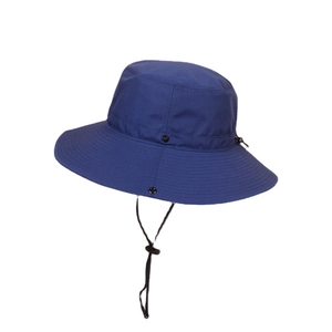 Dark blue wide brim sun hat with adjustable chin strap for outdoor sun protection