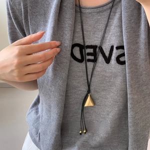 Minimalist double-layer geometric triangle cone adjustable pendant necklace for women