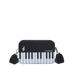 Chic winter 2024 piano keyboard crossbody bag for women with I LOVE MUSIC print
