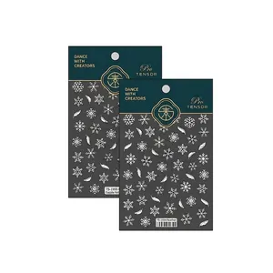 3D ultra-thin snowflake and feather nail art stickers with adhesive backing design