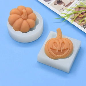 Halloween pumpkin silicone molds featuring realistic and jack-o-lantern face styles