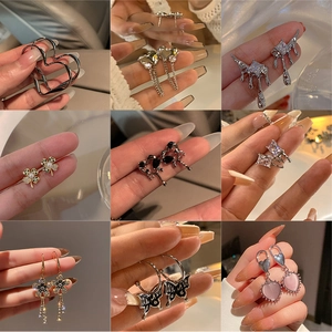 Detailed grid showing nine styles of s925 silver needle cubic zirconia stud earrings