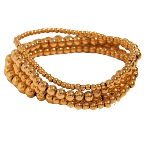 Fashionable multi-layer 18K gold-plated stainless steel beaded elastic bracelet for women