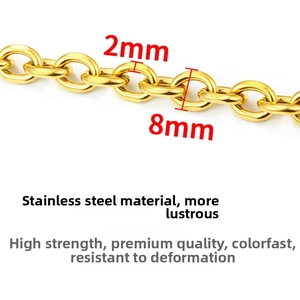 Detailed macro view of 2mm thick 18K gold-plated stainless steel DIY chain links