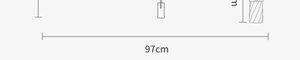Technical line drawing showing the 97cm open diameter size of the portable folding umbrella