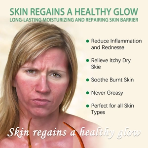 Infographic showing skincare benefits for sun damage repair and healthy skin glow