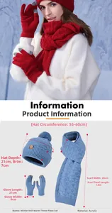 Vue détaillée de l'ensemble hiver tricoté avec doublure polaire et gants tactiles