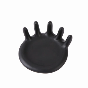 Unique black resin hand-shaped jewelry tray for rings and small accessories organizer