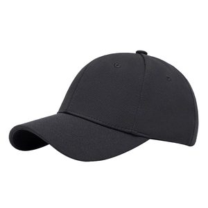 Classic black baseball cap with breathable honeycomb mesh texture and a six-panel design