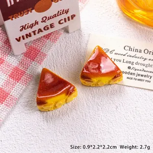 Miniature resin triangle cake model with glossy caramel coating 0.9x2.2cm for DIY crafts