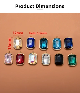 Detailed view of 16x12mm rectangular gemstone charms in 11 colors for DIY jewelry