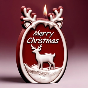Vela navideña de reno con relieve Merry Christmas y decoración festiva de astas