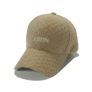 Winter Lamb Wool Baseball Cap With Boston Letter Embroidery Warm Fuzzy Faux Fur Casual Tongue Hat For Women Men