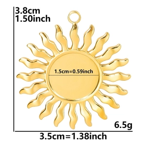 Colgante sol de acero inoxidable 304 para joyería DIY con detalles bañados en oro 18k