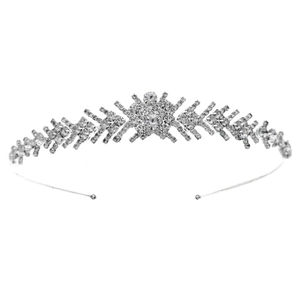 Diadème de mariée argenté élégant avec cristaux de strass et design géométrique