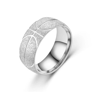 Anillo de baloncesto para hombre de acero inoxidable con acabado mate y ranuras