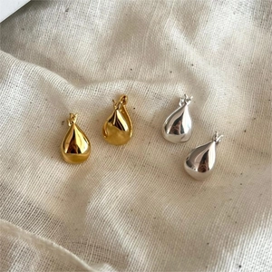 925 Sterling Silver Water Drop Hoop Earrings For Women Minimalist Fashion Polished Geometric Teardrop Ear Buckle Jewelry