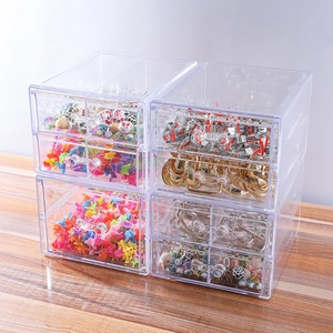 Clear Acrylic Jewelry Storage Box Transparent Desktop Drawer Organizer Case For Earrings Rings Beads Makeup Dustproof