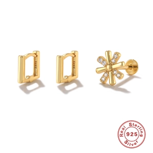 Detailed macro view of S925 sterling silver hallmark on gold plated flower earrings