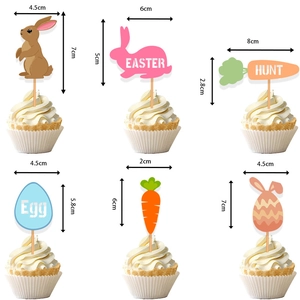 Easter cake toppers set with bunny, carrot, and egg designs for festive dessert decoration