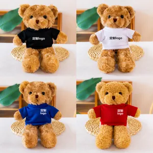 Schattige Teddybeer Knuffel Met T-Shirt Bruin Knuffeldier Pop Zachte Pluche Beer Cadeau Voor Kinderen Verjaardag Souvenir Huisdecoratie