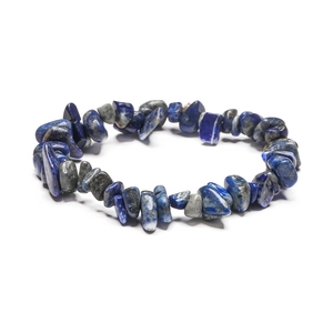Detailed view of handmade irregular blue natural stone chip beads bracelet for women