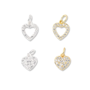 S925 silver heart pendants in gold and silver finish with pavé set cubic zirconia