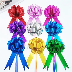 Large Gift Pull Bows Ribbons 3D Sphere Shape Metallic Plastic For Wedding Christmas Party Decor Holographic Wrap