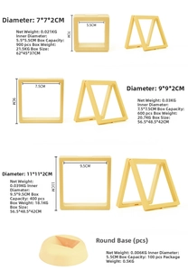 Detailed size chart for PE floating jewelry box showing dimensions and weight specifications