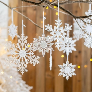 Ornamenti Di Fiocchi Di Neve Di Natale Pendenti Appesi In Acrilico Trasparente Con Glitter Per Decorazione Albero E Finestra