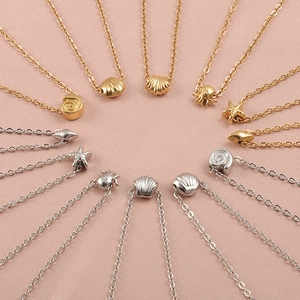 Minimalist Stainless Steel Ocean Series Pendant Necklace For Women Shell Starfish Design Fashion Jewelry