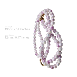 Iridescent lavender pearl phone lanyard with gold metal ring clasp, 130cm long