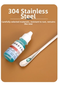 Close-up of 304 stainless steel testing kit with 12ml reagent bottle and metal spoon