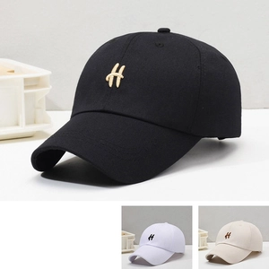 Baseball Cap Embroidered H Letter Cotton Sun Hat Adjustable Breathable Casual Streetwear Peaked Cap For Men Women
