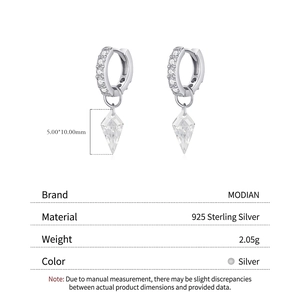 Elegant S925 sterling silver hoop earrings with sparkling kite-shaped crystal pendants