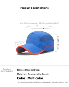 Detailansicht der blauen Outdoor-Sonnenkappe mit atmungsaktivem Netz und orangem Rand