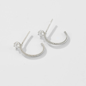 Minimalist S925 sterling silver twist knot stud earrings with sparkling cubic zirconia