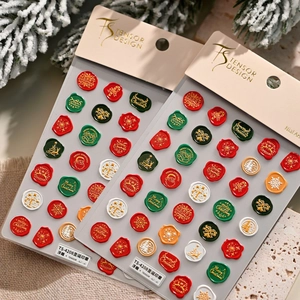 3D-reliëf kerst nagelstickers met vintage lakstempel ontwerpen voor feestelijke nagels