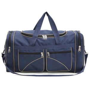 Blue high-capacity men's Oxford fabric travel duffel bag with adjustable shoulder strap