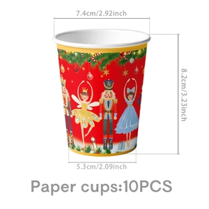 Vasos de Navidad Cascanueces 10 unidades con medidas para decoración de fiestas