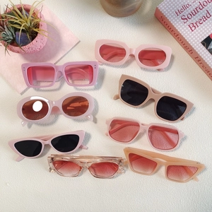 Stylish collection of Y2K heart and cat-eye sunglasses in pink and jelly colors