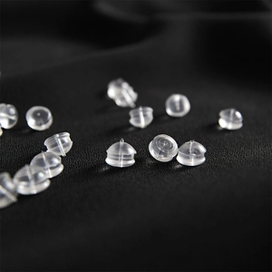 Transparent silicone earring backs and safety ear nut stoppers for studs and hooks