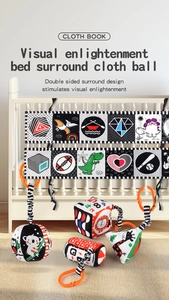 High-contrast black white and red sensory cloth book set for infant visual stimulation